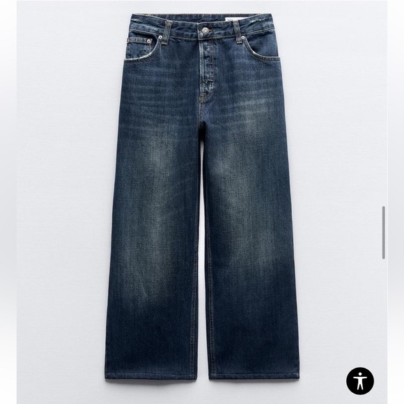 Zara jeans Signature Denim The Relaxed Cropped high waist women 4 - Picture 3 of 11